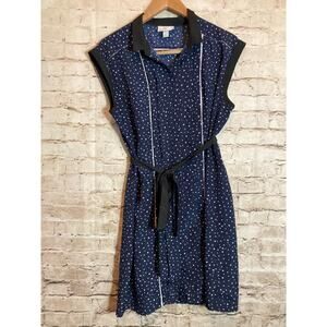 Jason Wu For Target Shirt Dress Womens XL Navy Polka Dot Belted Office Career